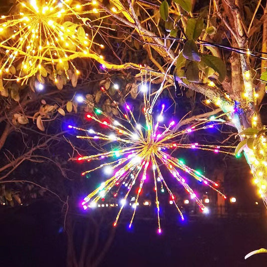 30cm Hanging LED Firework Lights – Outdoor Starburst Christmas Decorations