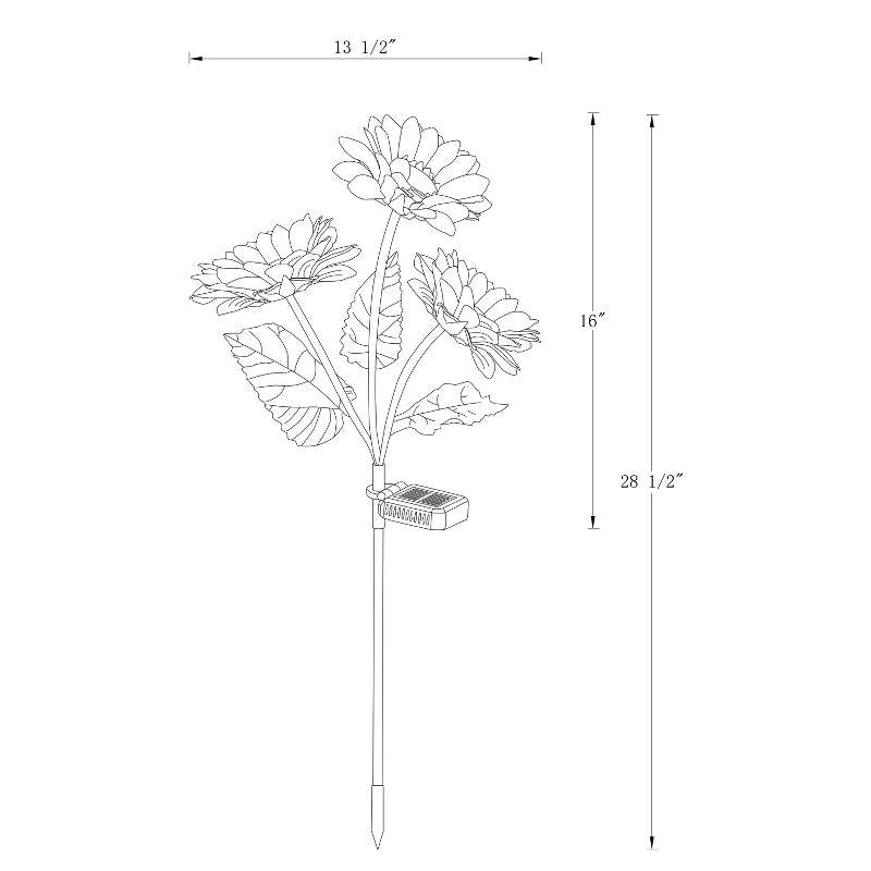 Solar Sunflower Garden Lights – 3-Head Outdoor Flower Stake Lights
