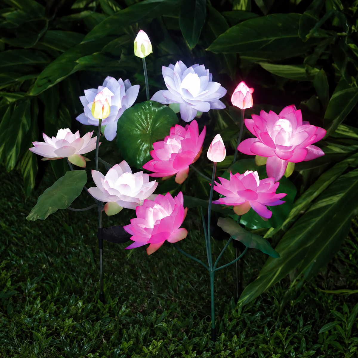 Solar Lotus Garden Lights – 3-Head Outdoor Flower Stake Lights