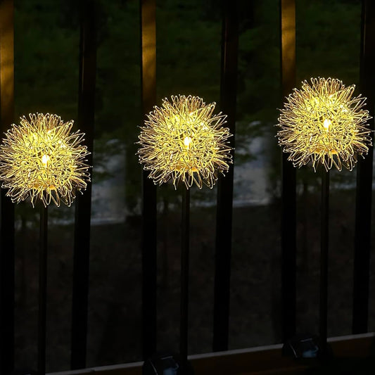 Solar Dandelion Ball Garden Lights – Warm White Outdoor Stake Lights