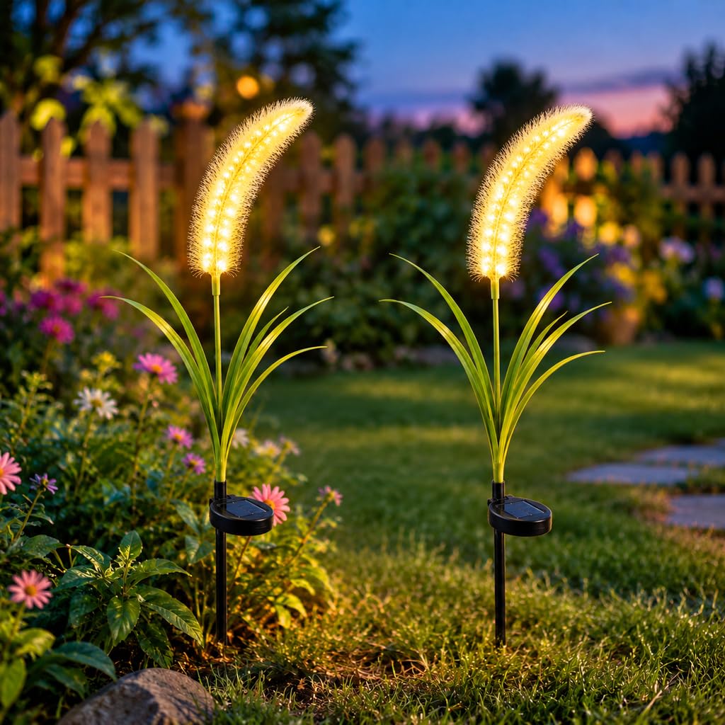 Single-Stem Solar Foxtail Grass Lights – Warm White Outdoor Stakes