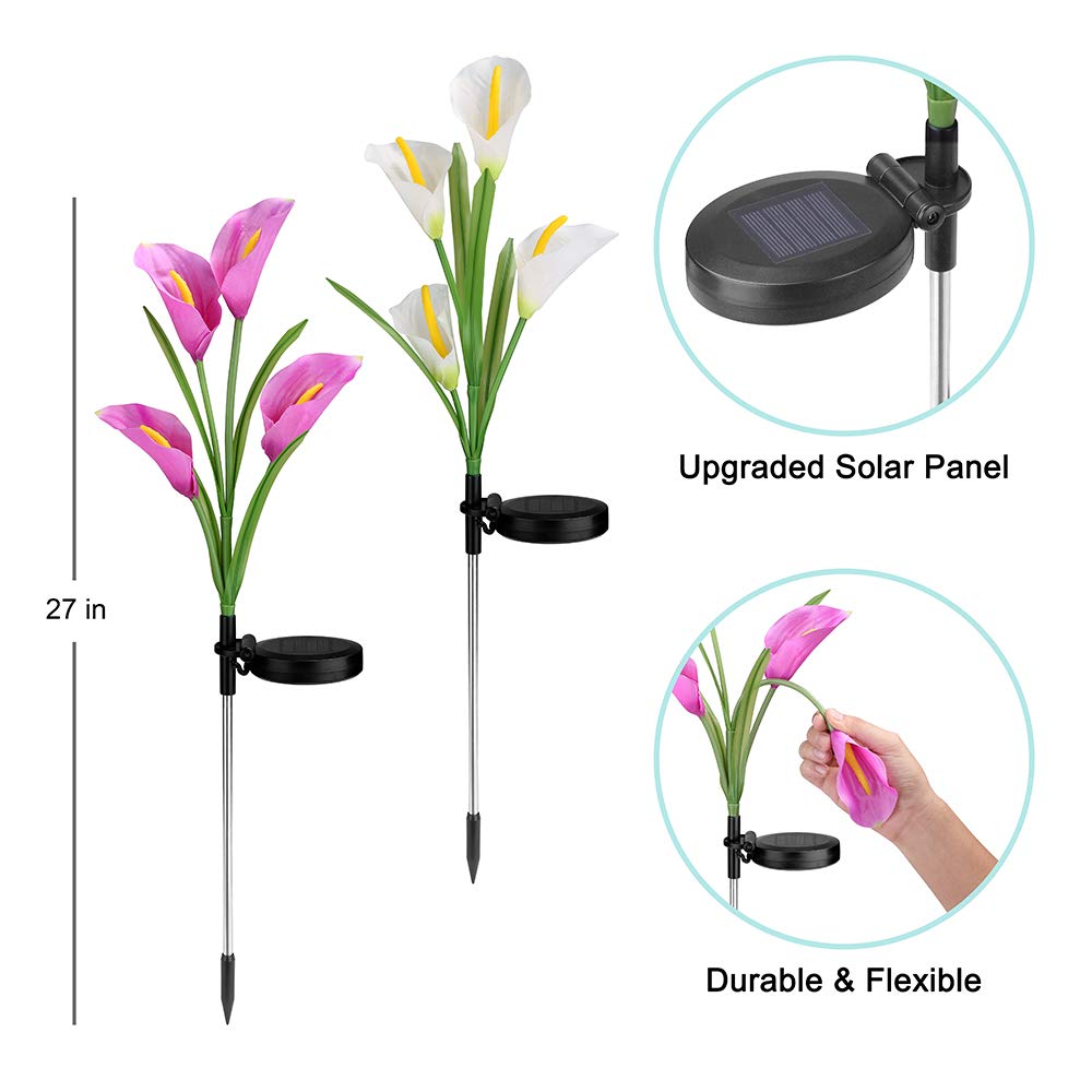 Solar Calla Lily Garden Lights – 4-Head Outdoor Flower Stake Lights
