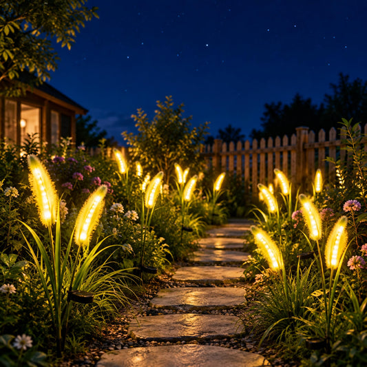 Single-Stem Solar Foxtail Grass Lights – Warm White Outdoor Stakes