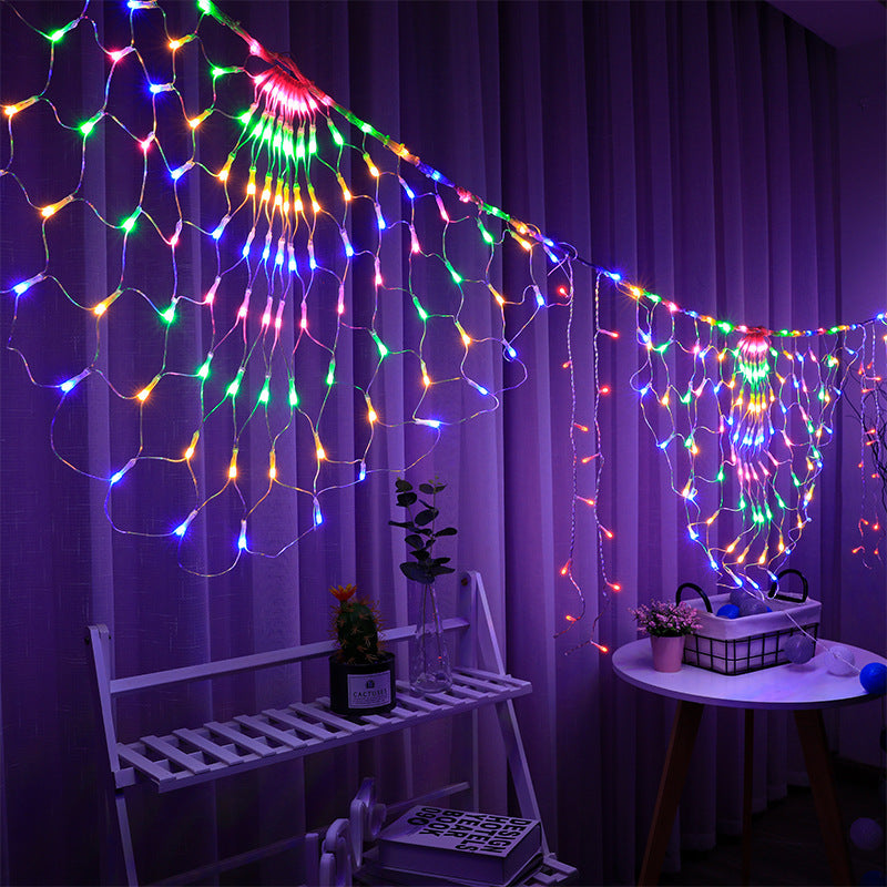Peacock Tail LED Curtain Lights – 13 ft Multicolor String Lights