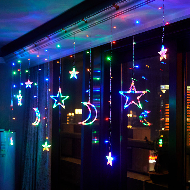 LED Curtain String Lights – Hanging Moon, Star, Christmas & Globe Fairy Lights for Window and Holiday Decor