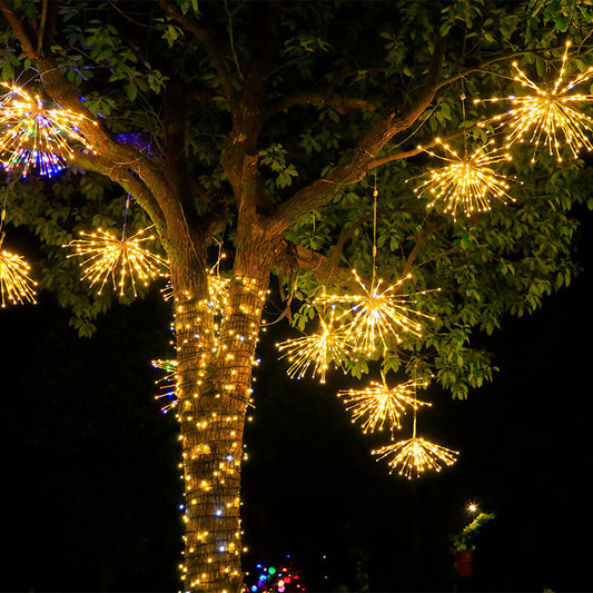 30cm Hanging LED Firework Lights – Outdoor Starburst Christmas Decorations