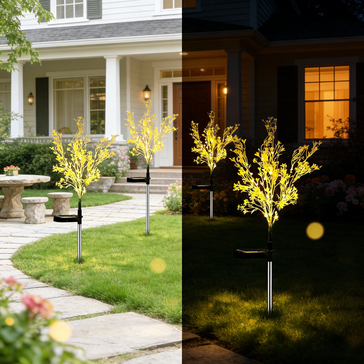 Solar Shrub Garden Lights – Warm White Outdoor Stake Lights
