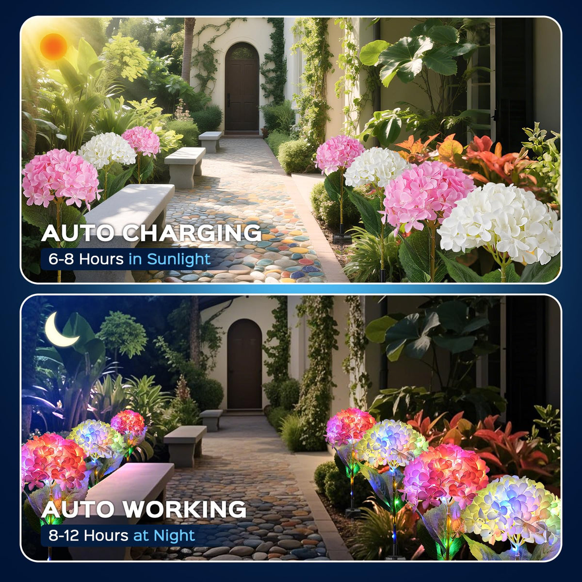 Solar Hydrangea Garden Lights – Single-Bloom Outdoor Flower Stakes