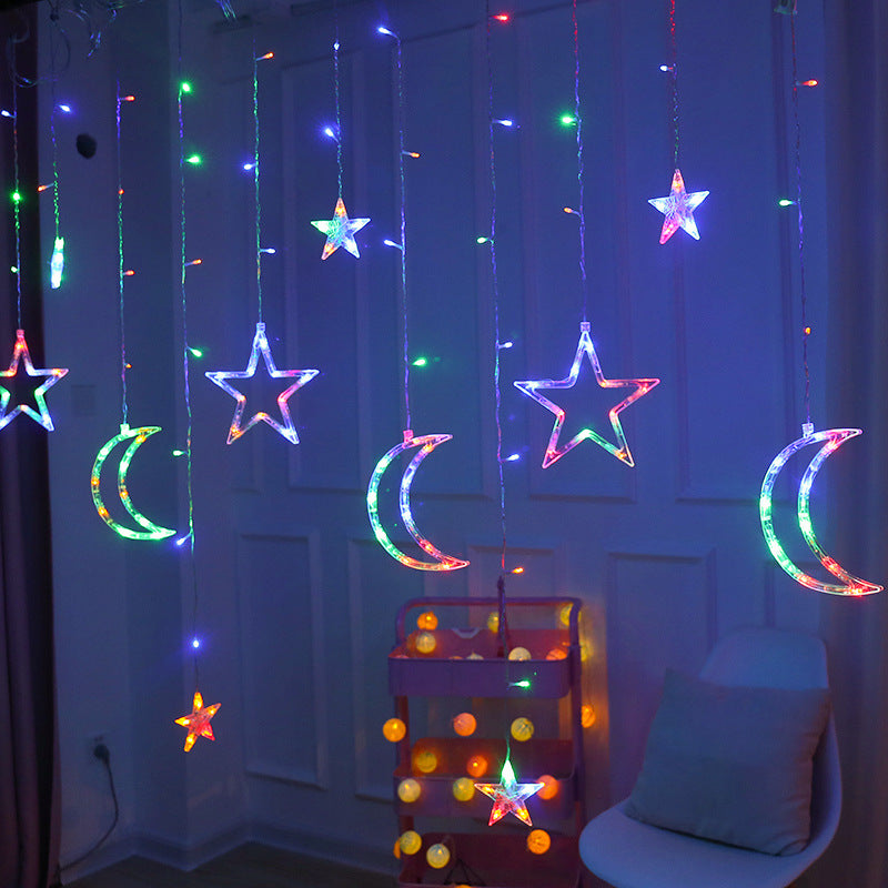 LED Curtain String Lights – Hanging Moon, Star, Christmas & Globe Fairy Lights for Window and Holiday Decor