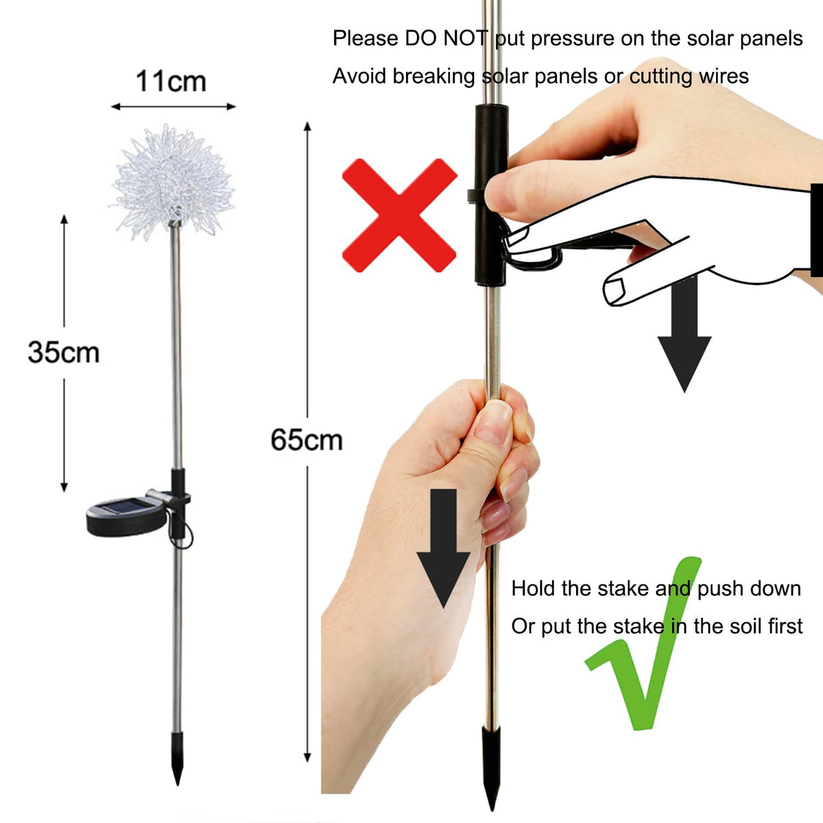Solar Dandelion Ball Garden Lights – Warm White Outdoor Stake Lights