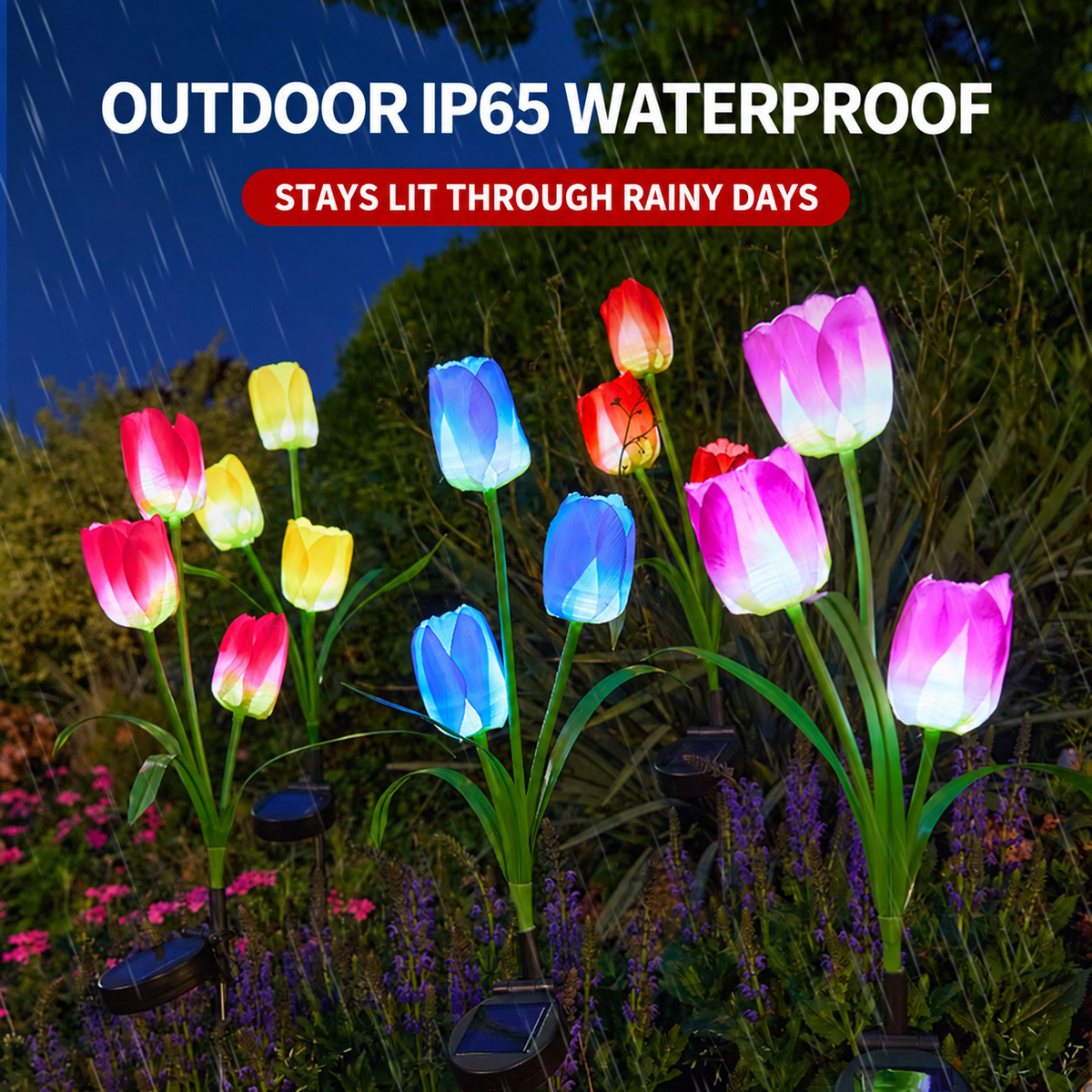 Solar Tulip Garden Lights – 3-Head Outdoor Flower Stake Lights
