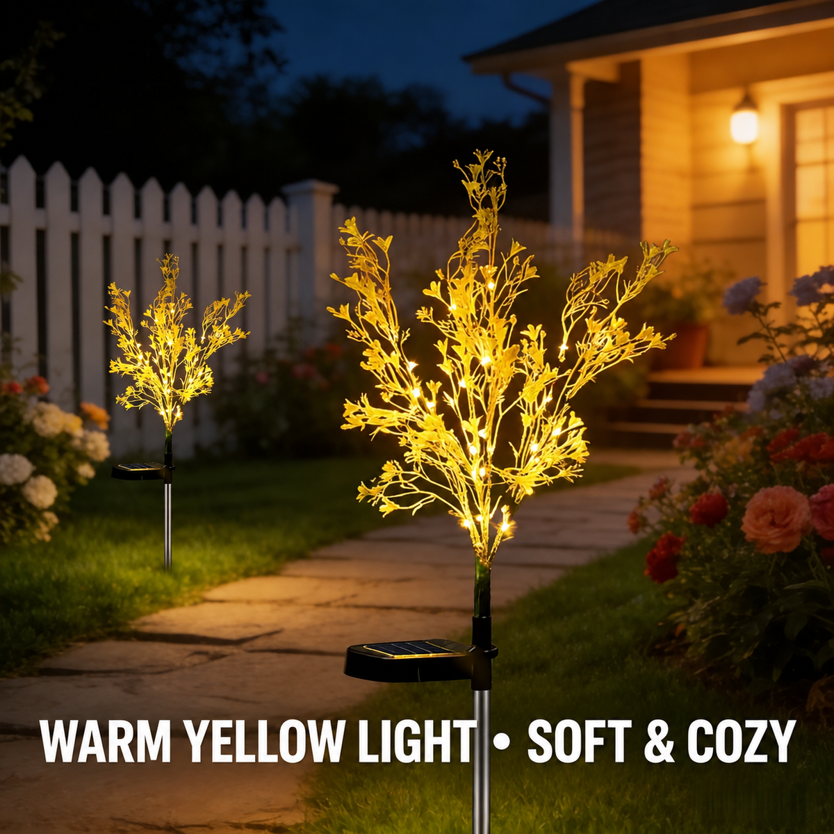 Solar Shrub Garden Lights – Warm White Outdoor Stake Lights