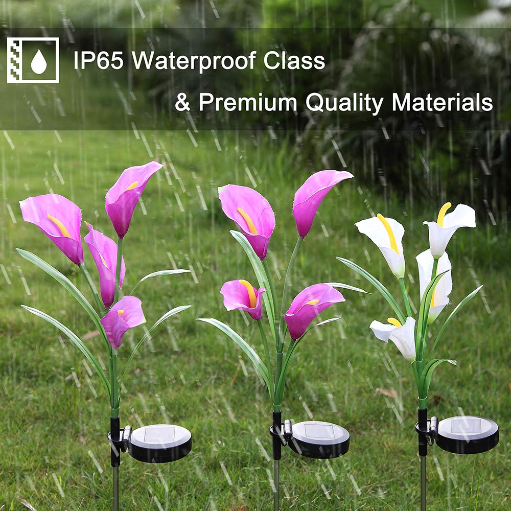 Solar Calla Lily Garden Lights – 4-Head Outdoor Flower Stake Lights