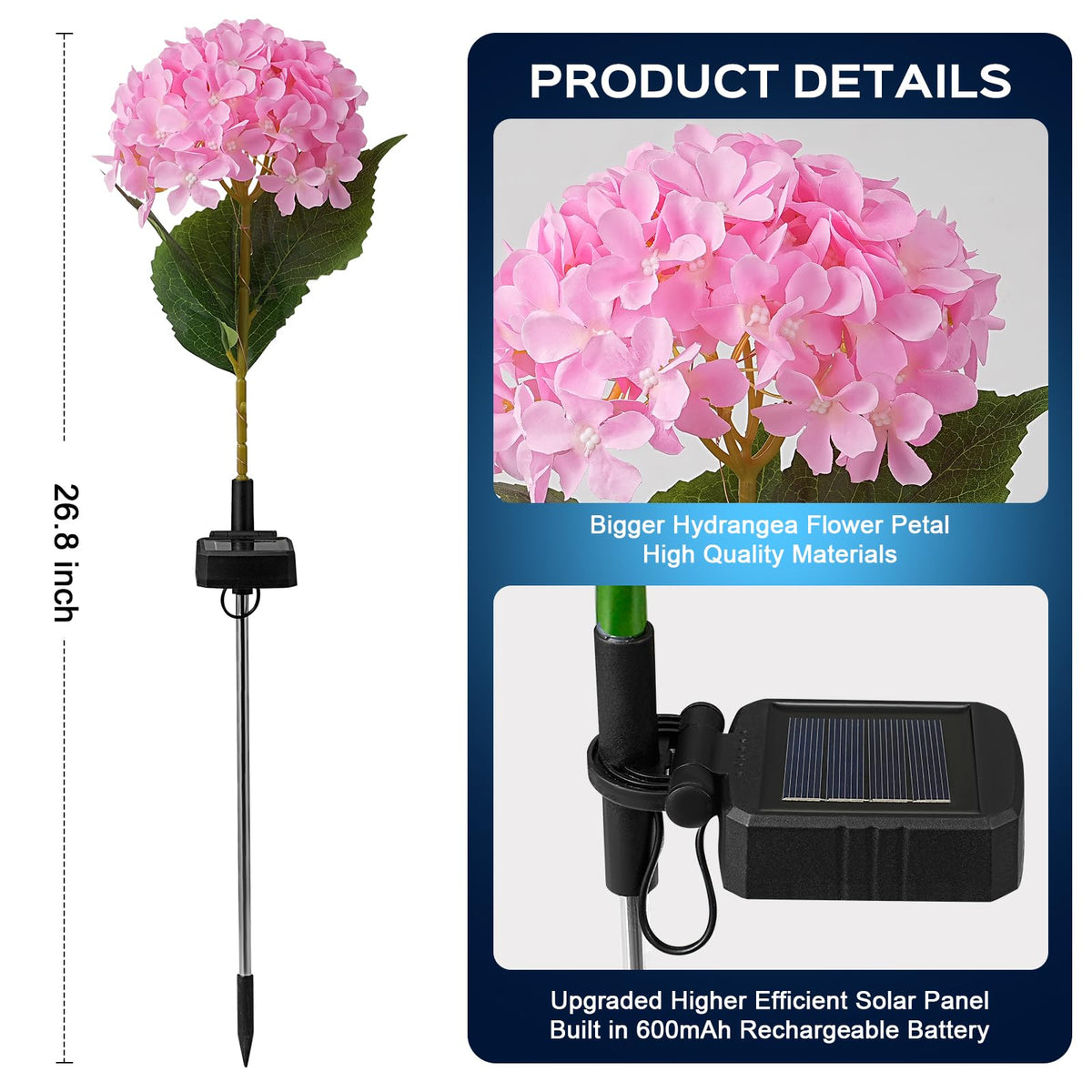 Solar Hydrangea Garden Lights – Single-Bloom Outdoor Flower Stakes
