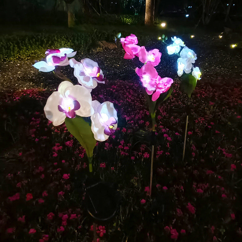 Solar Orchid Garden Lights – 5-Bloom Outdoor Flower Stake Lights