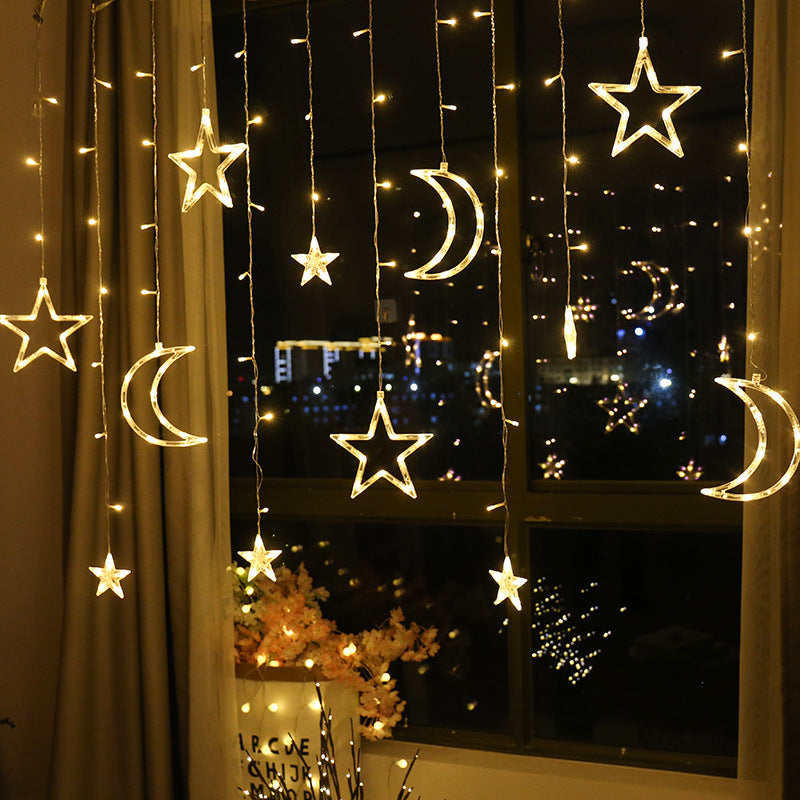 LED Curtain String Lights – Hanging Moon, Star, Christmas & Globe Fairy Lights for Window and Holiday Decor