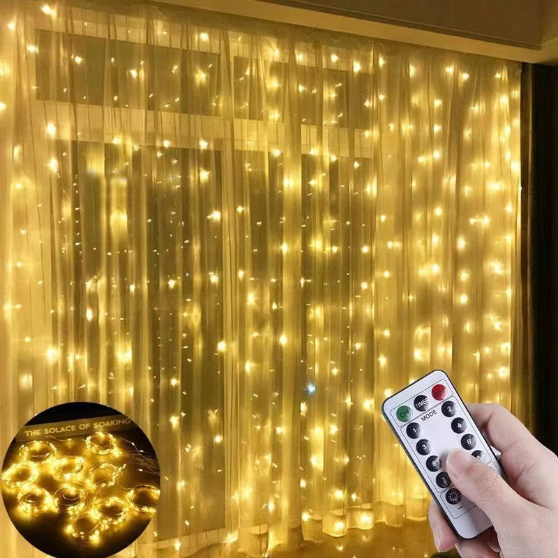 Solar Curtain String Lights – 5 × 5 ft Outdoor Fairy Lights