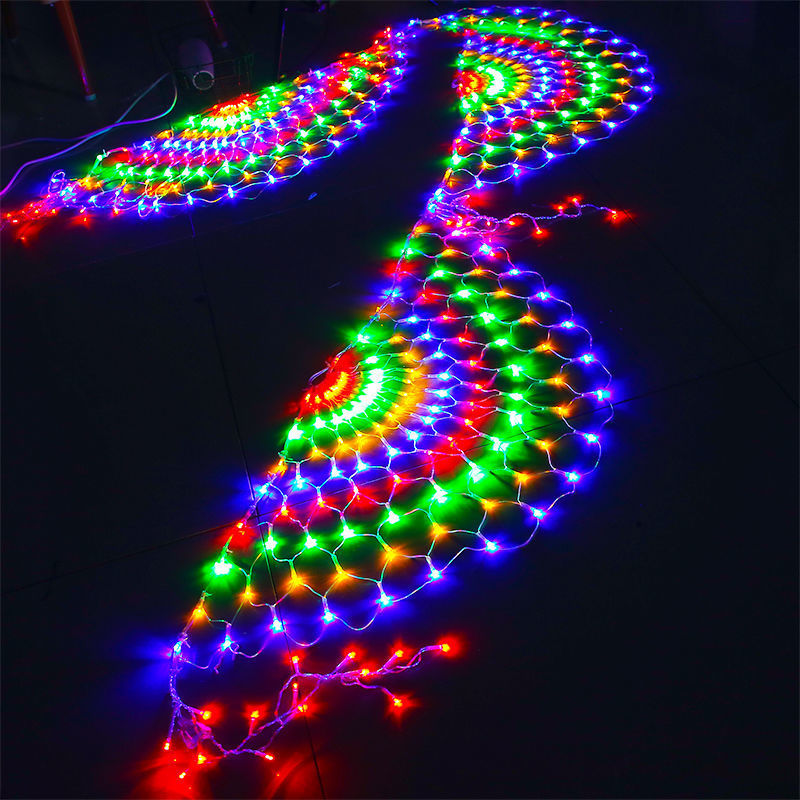 Peacock Tail LED Curtain Lights – 13 ft Multicolor String Lights