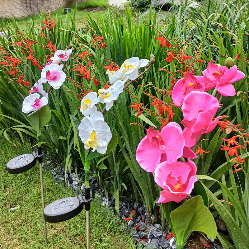 Solar Orchid Garden Lights – 5-Bloom Outdoor Flower Stake Lights