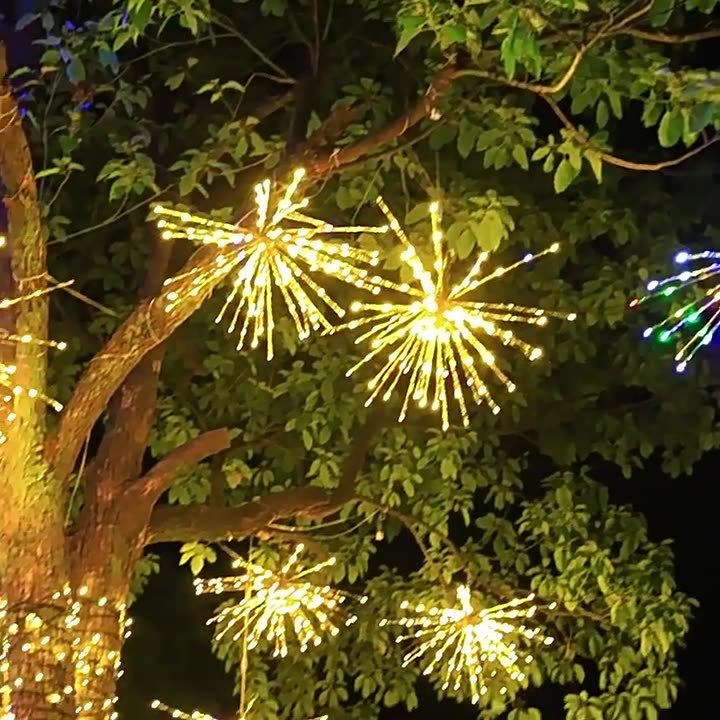 30cm Hanging LED Firework Lights – Outdoor Starburst Christmas Decorations
