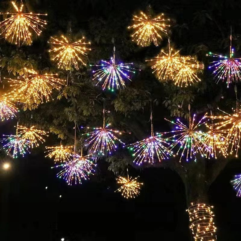 30cm Hanging LED Firework Lights – Outdoor Starburst Christmas Decorations
