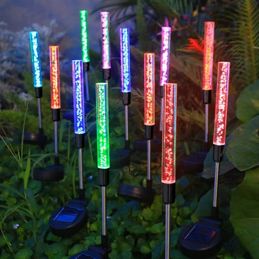 Solar Bubble Tube Garden Lights – Multicolor Outdoor Stake Lights