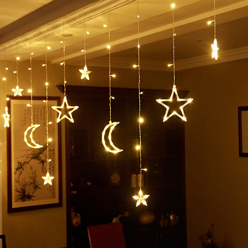 LED Curtain String Lights – Hanging Moon, Star, Christmas & Globe Fairy Lights for Window and Holiday Decor