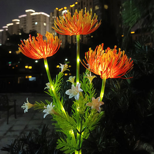 Solar Chrysanthemum Garden Lights – 3-Head Outdoor Flower Stake Lights