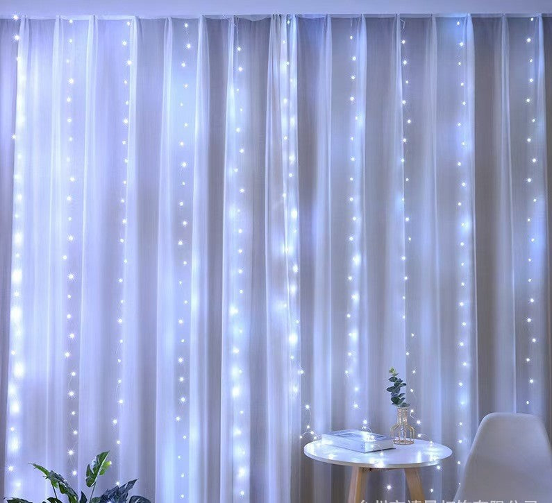 Solar Curtain String Lights – 5 × 5 ft Outdoor Fairy Lights