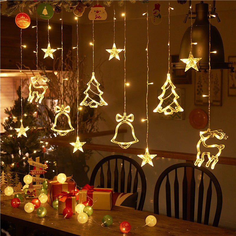 LED Curtain String Lights – Hanging Moon, Star, Christmas & Globe Fairy Lights for Window and Holiday Decor