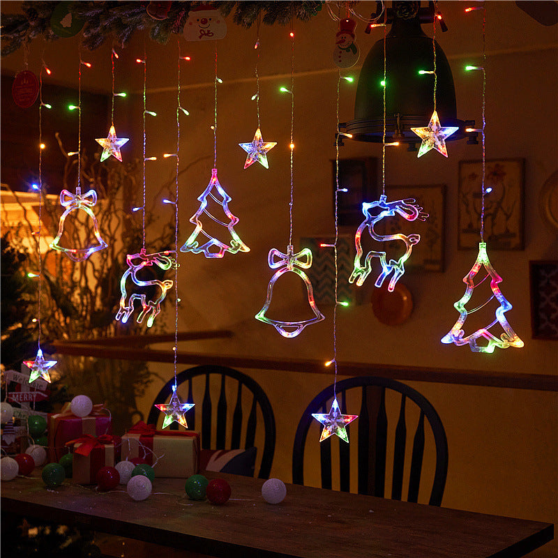 LED Curtain String Lights – Hanging Moon, Star, Christmas & Globe Fairy Lights for Window and Holiday Decor