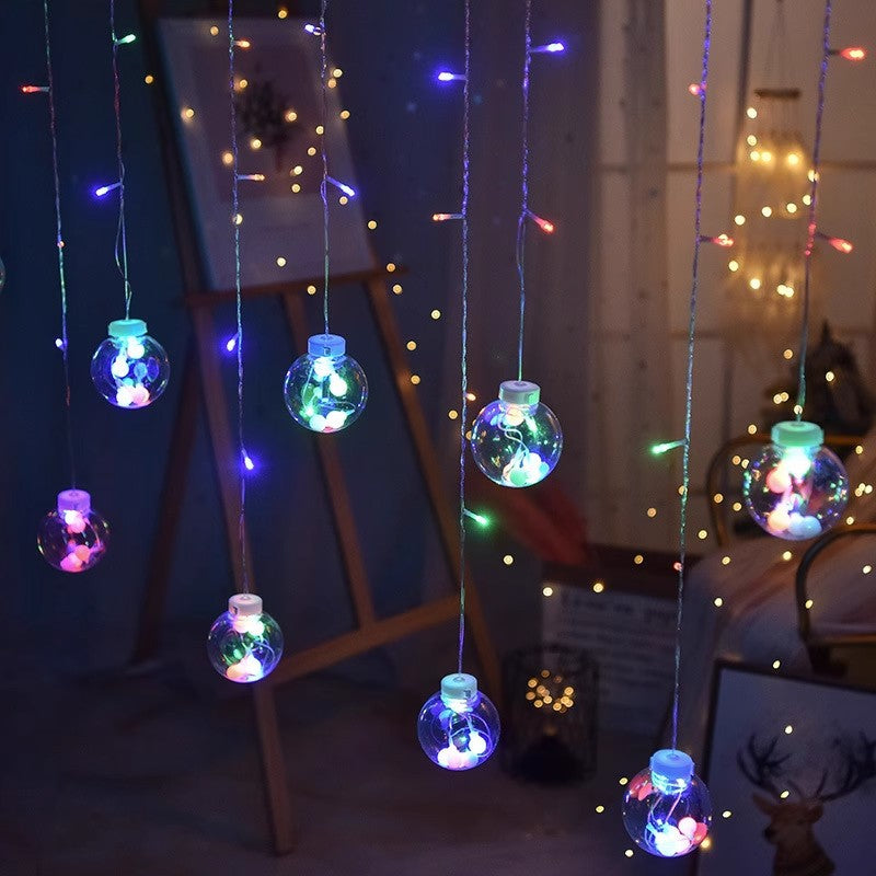 LED Curtain String Lights – Hanging Moon, Star, Christmas & Globe Fairy Lights for Window and Holiday Decor