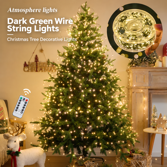 164 ft LED Christmas Tree String Lights – Dark Green Wire