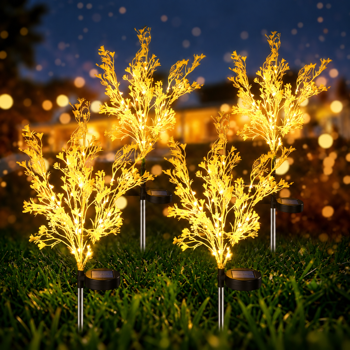 Solar Shrub Garden Lights – Warm White Outdoor Stake Lights