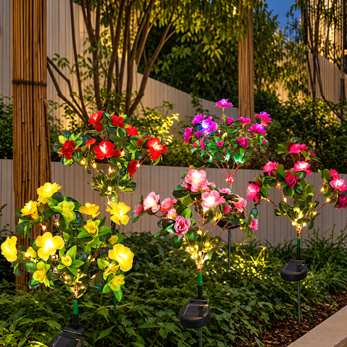 Solar Camellia Garden Lights – Outdoor Flower Stake Lights