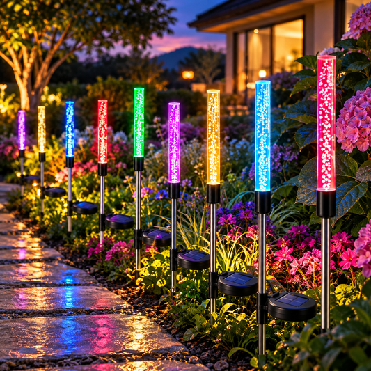 Solar Bubble Tube Garden Lights – Multicolor Outdoor Stake Lights