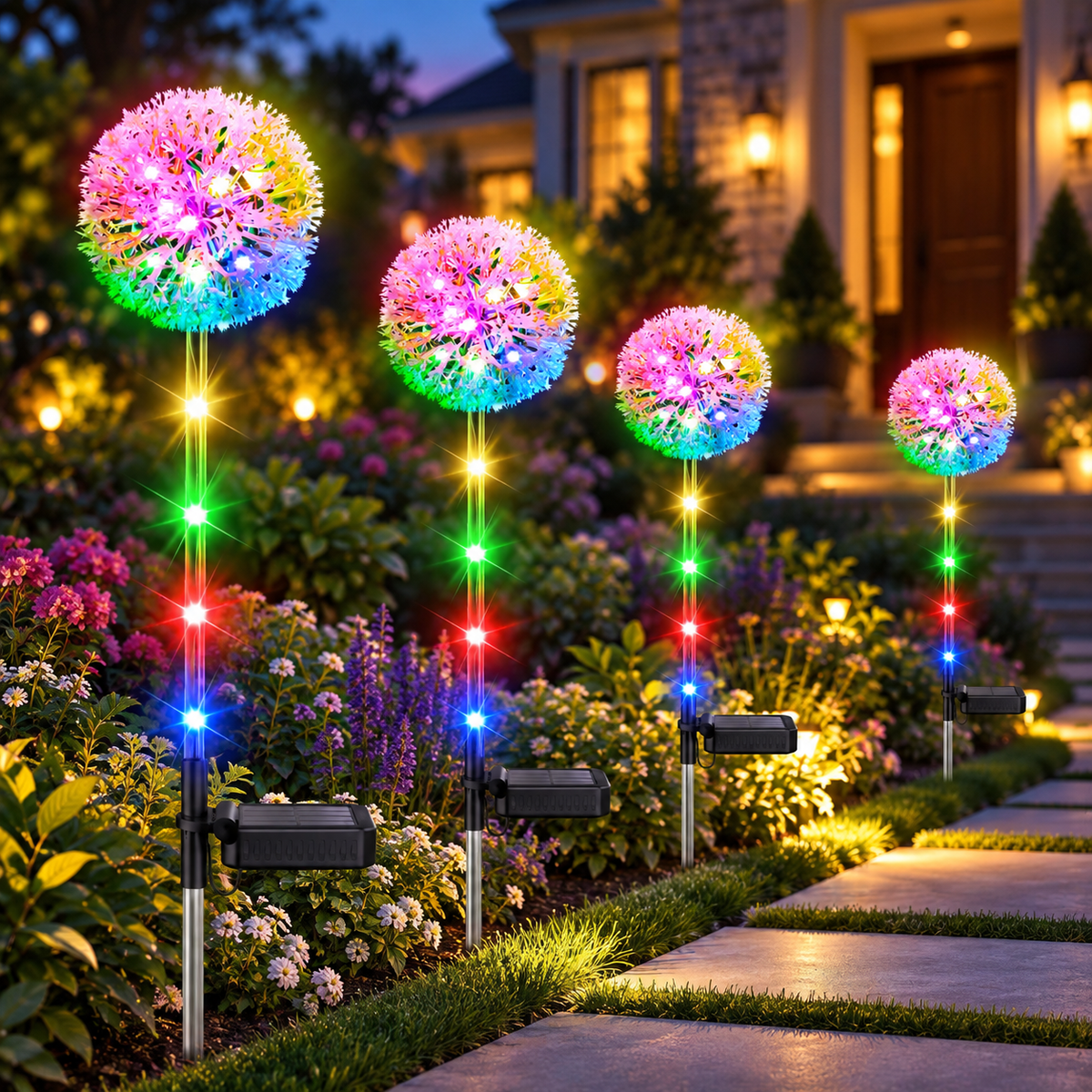 Solar Dandelion Garden Lights – Multicolor Outdoor Stake Lights