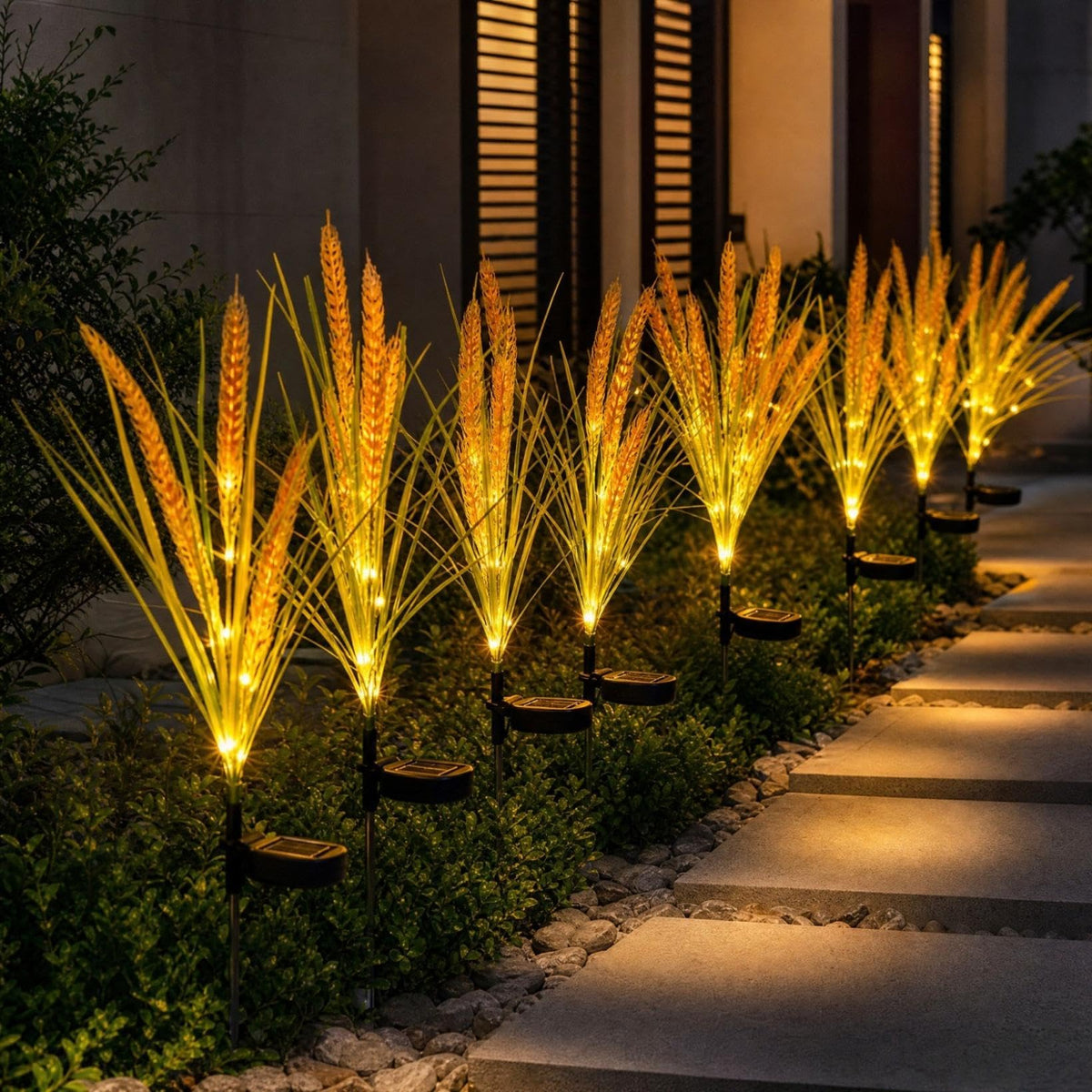 Solar Wheat Garden Lights – Warm White Outdoor Stake Lights
