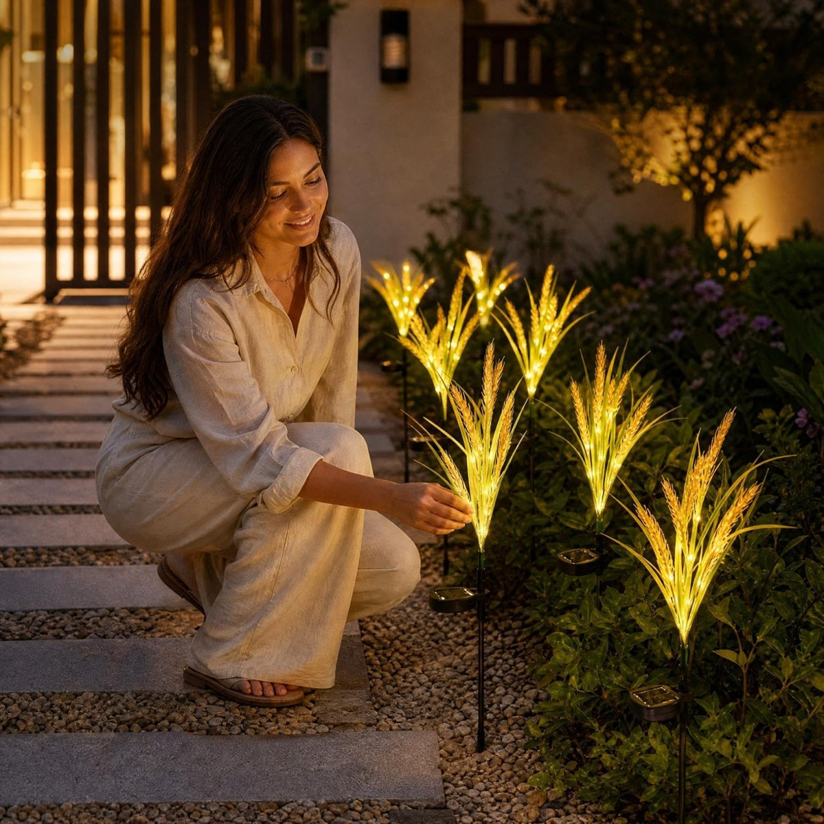 Solar Wheat Garden Lights – Warm White Outdoor Stake Lights