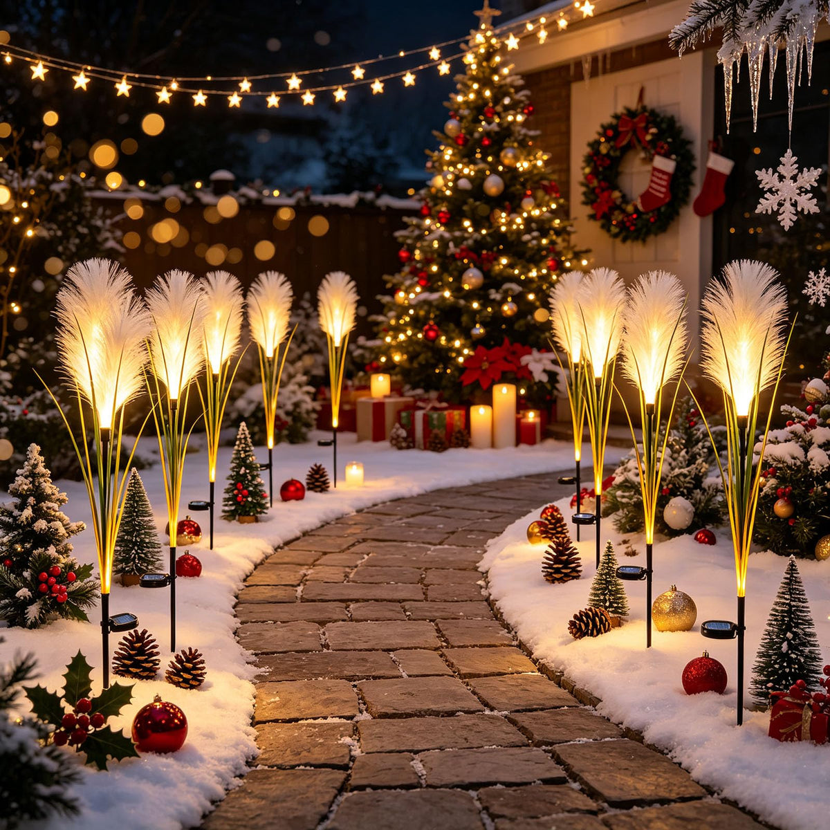 Solar Pampas Grass Garden Lights – Warm White Outdoor Stake Lights