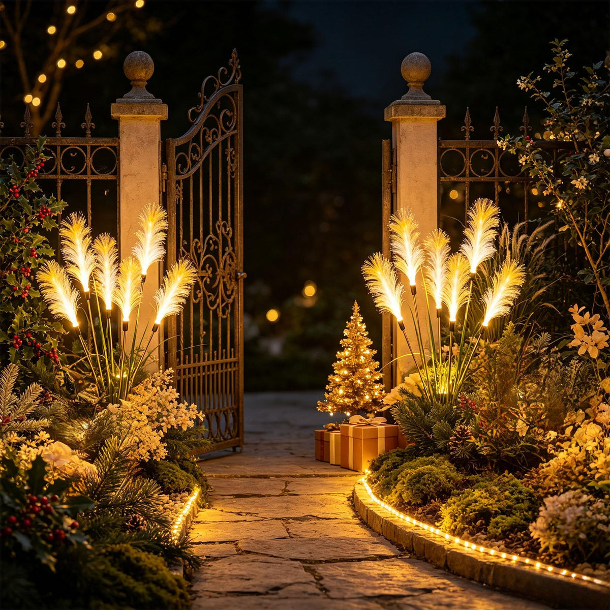 Solar Pampas Grass Garden Lights – Warm White Outdoor Stake Lights
