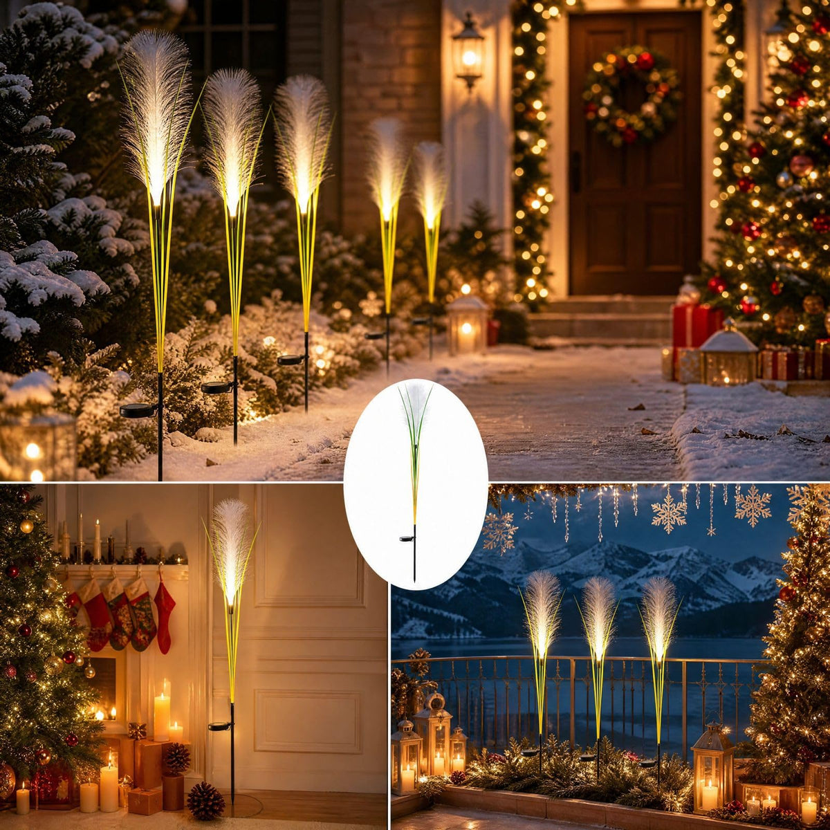 Solar Pampas Grass Garden Lights – Warm White Outdoor Stake Lights