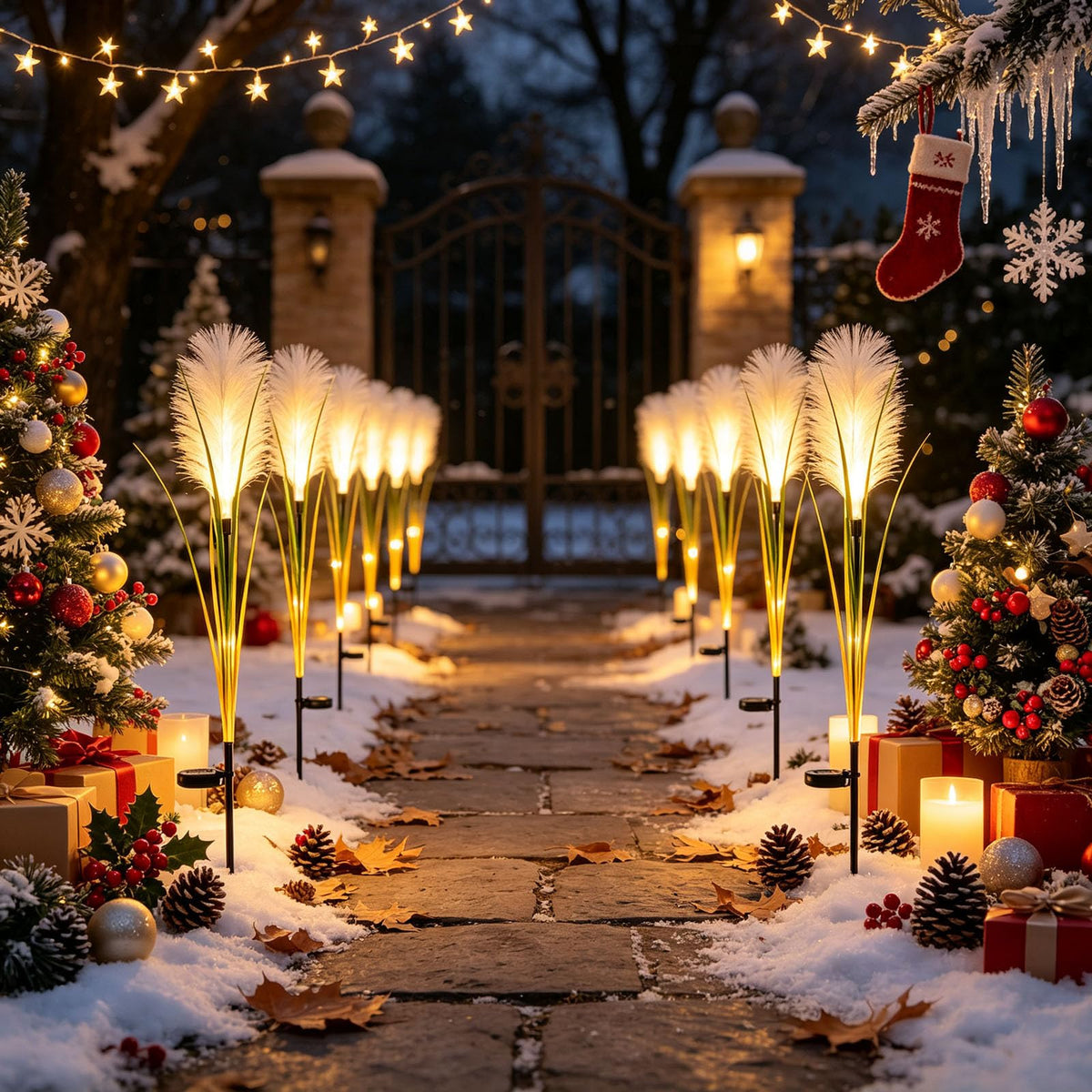 Solar Pampas Grass Garden Lights – Warm White Outdoor Stake Lights