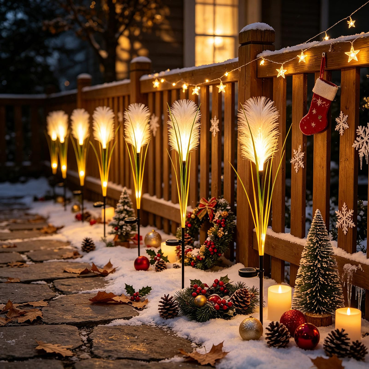Solar Pampas Grass Garden Lights – Warm White Outdoor Stake Lights