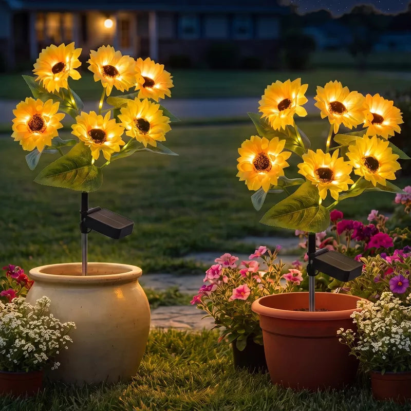 Solar Sunflower Garden Lights – 6-Head Outdoor Flower Stake Lights