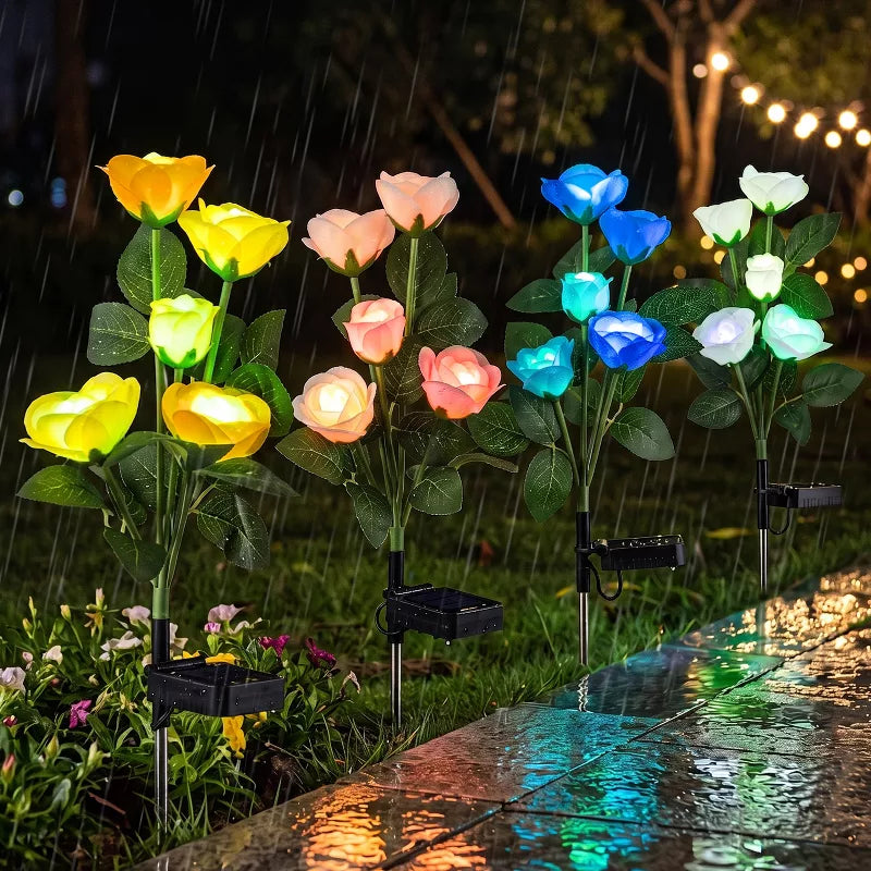 Solar Rose Garden Lights – 5-Head Outdoor Flower Stake Lights