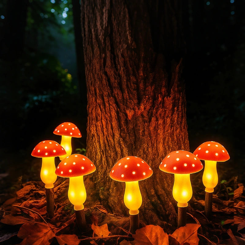 Solar Mushroom Garden Lights – 8-Piece Warm White Outdoor Lights