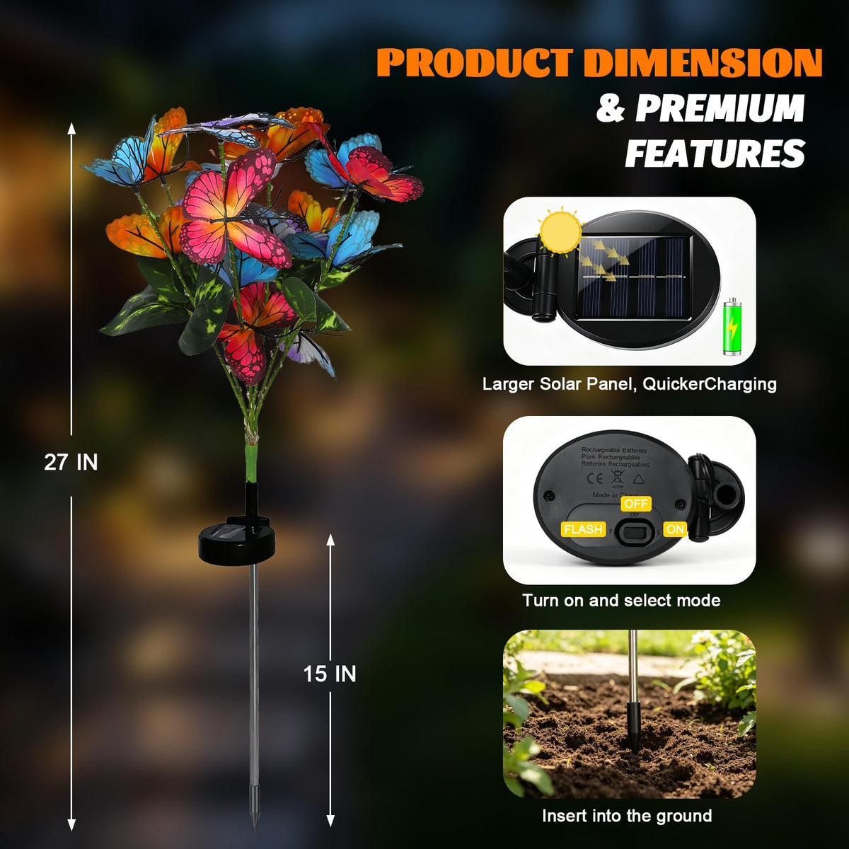 Solar Butterfly Garden Lights – Outdoor Decorative Stake Lights