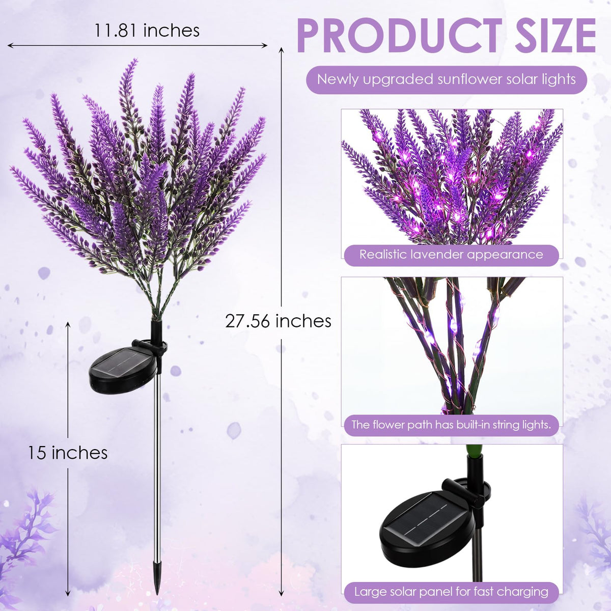 Solar Lavender Garden Lights – Outdoor Flower Stake Lights