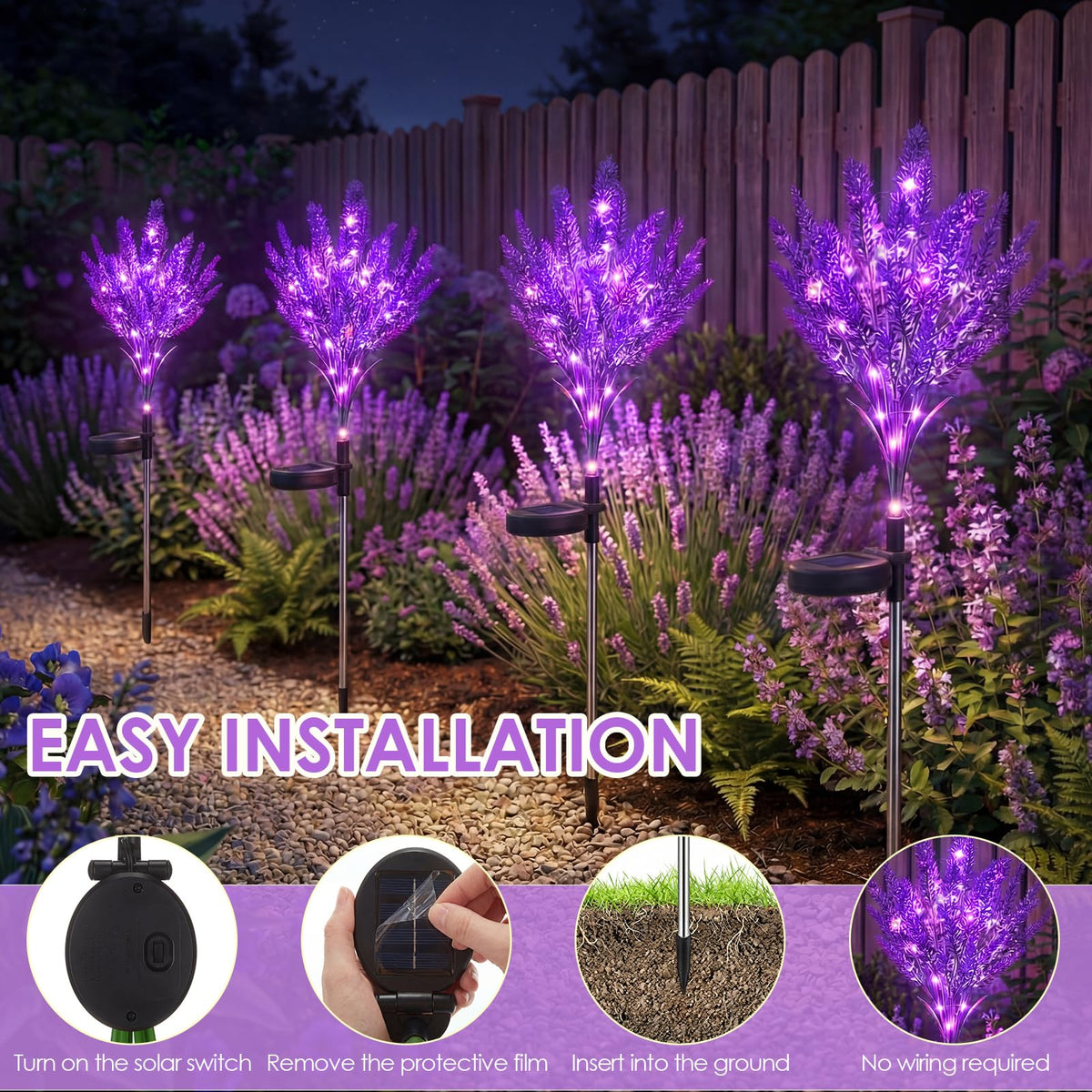 Solar Lavender Garden Lights – Outdoor Flower Stake Lights